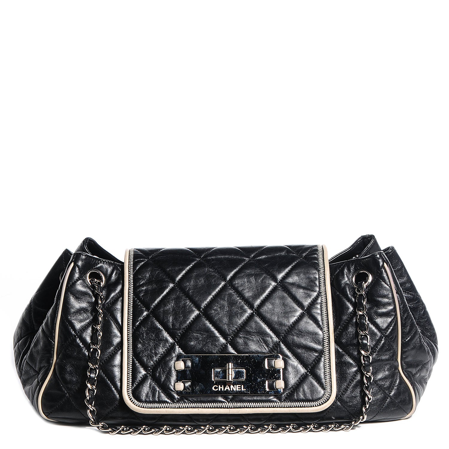 Chanel Lambskin Quilted East West Accordion Flap Black 1 of 7