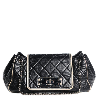 Chanel Lambskin Quilted East West Accordion Flap Black 1 of 7