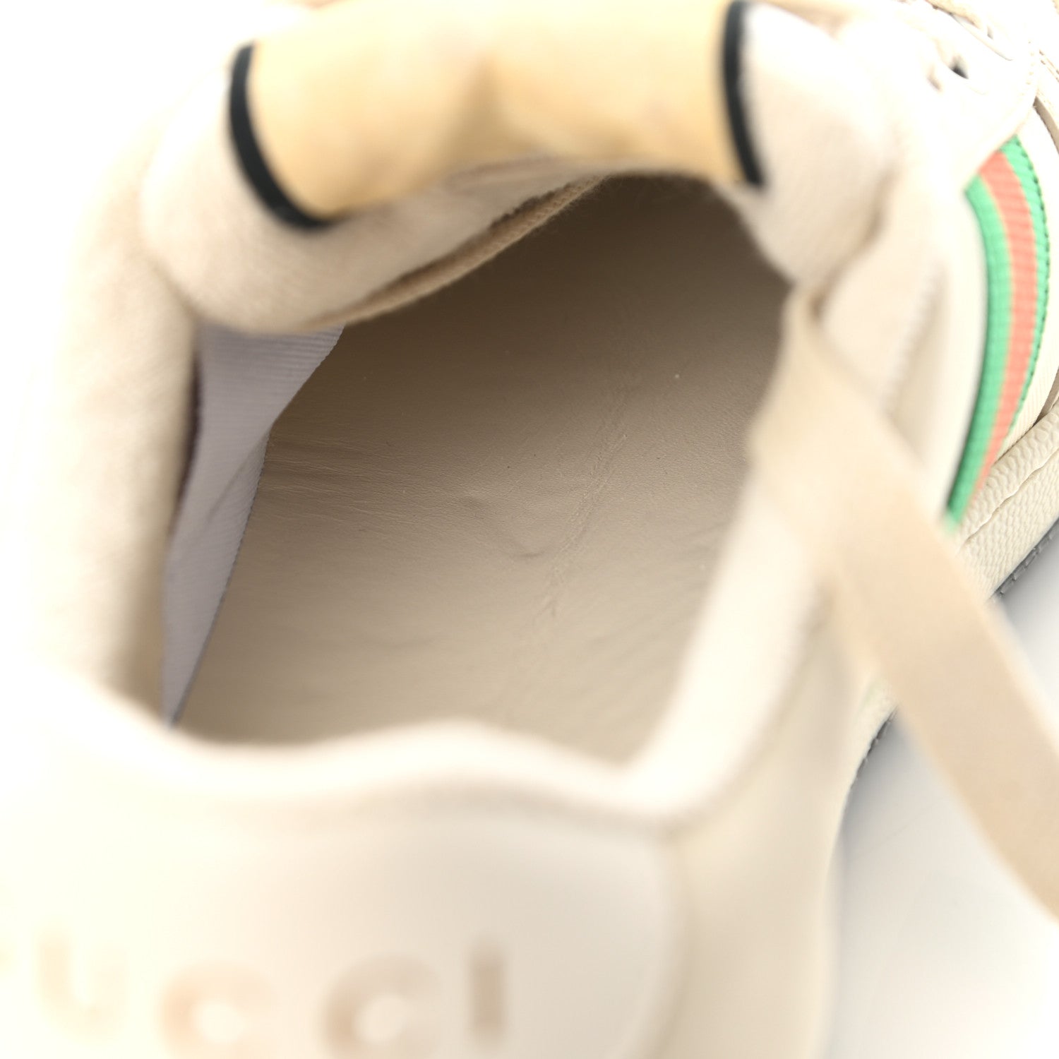 Gucci Nylon Nubuck Web Womens Screener Sneakers 39.5 Mystic White Dusty Milk 10 of 12
