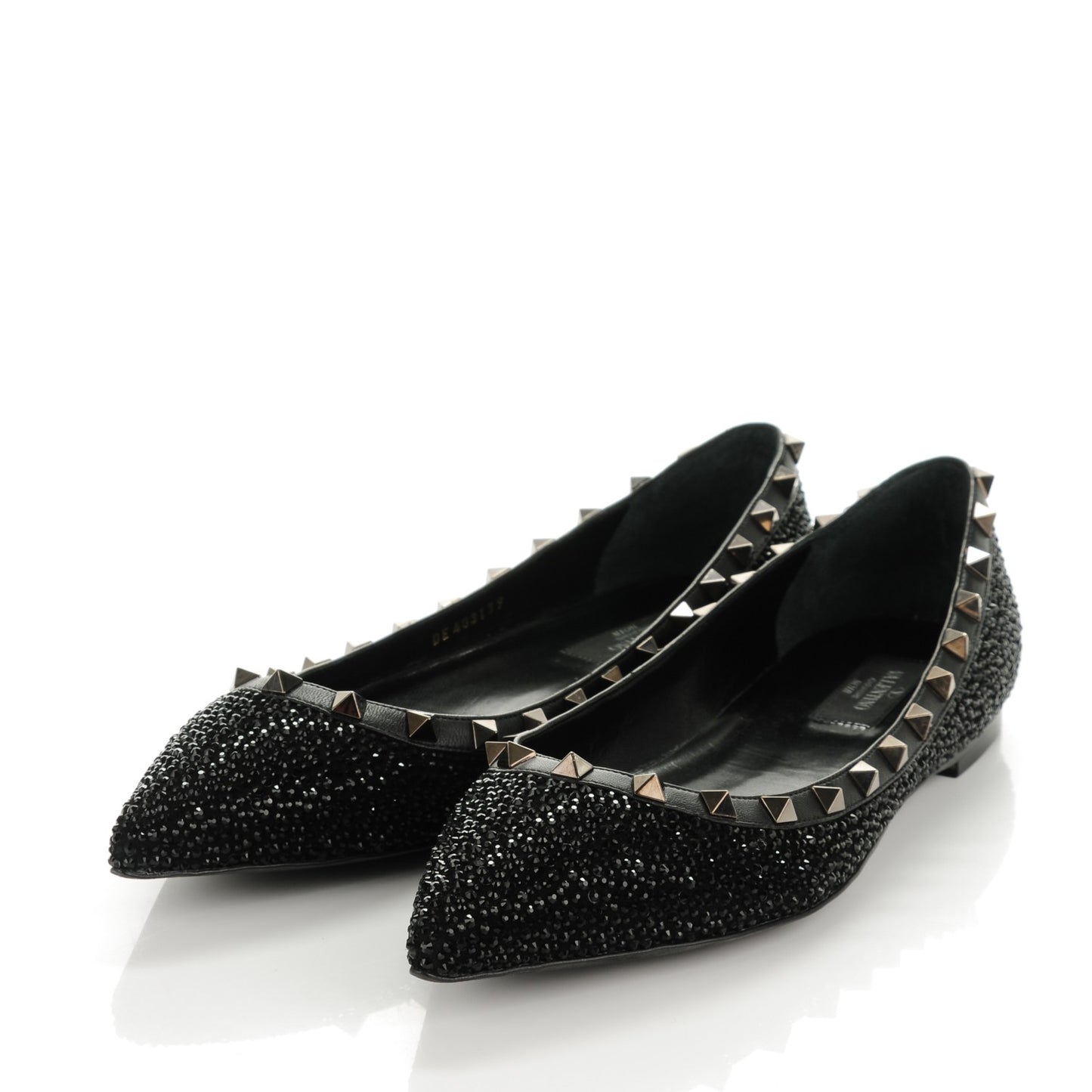 Nappa Crystal Rockstud Flats 39 Black