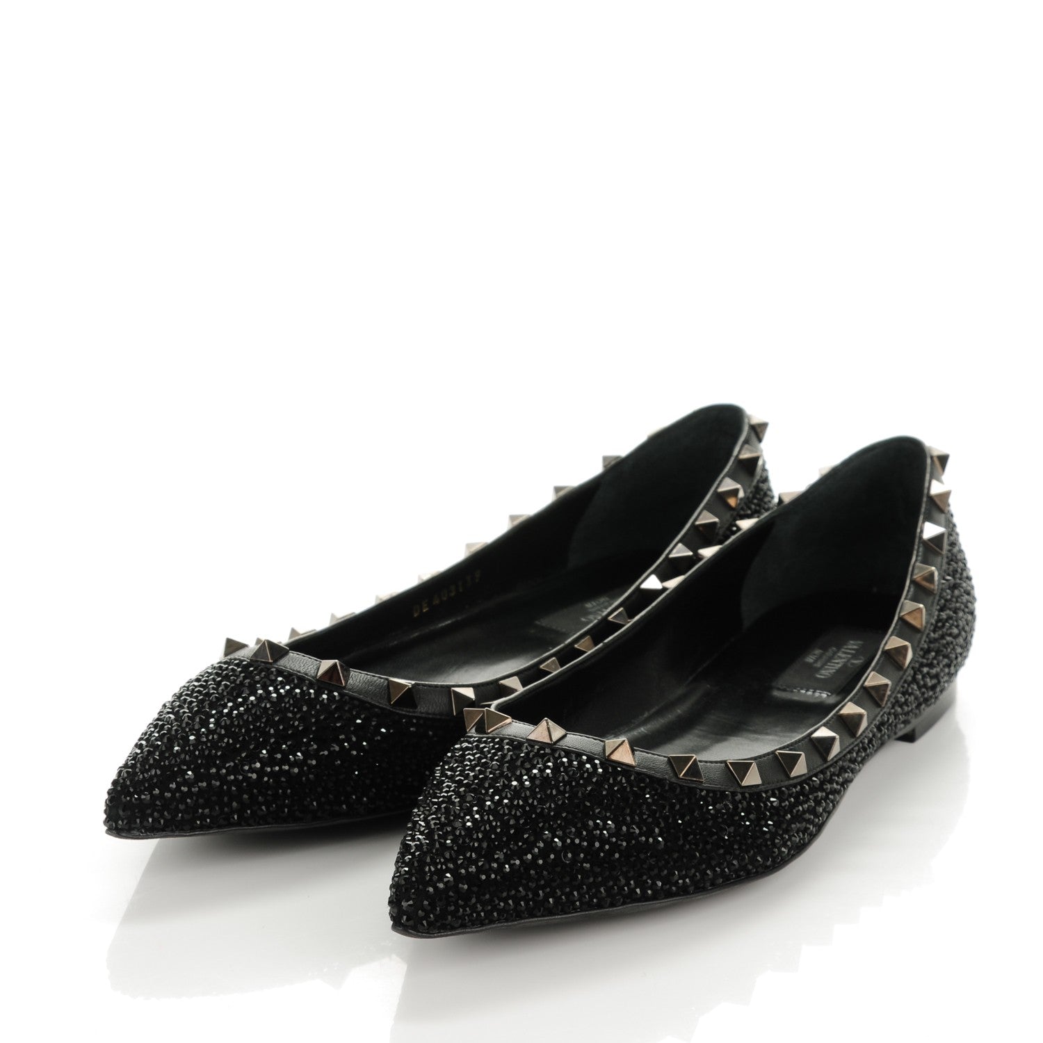 Valentino Garavani Nappa Crystal Rockstud Flats 39 Black 3 of 8
