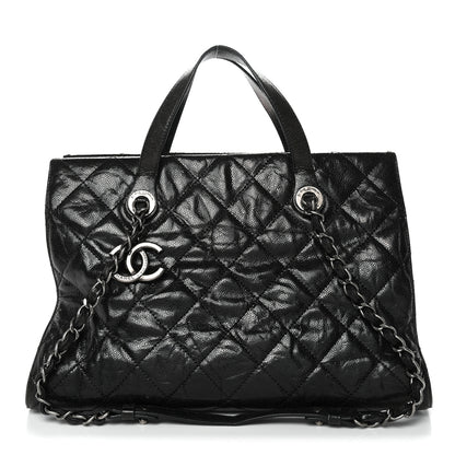 Chanel Crumpled Grained Calfskin Quilted CC Crave Tote Black 1 of 14