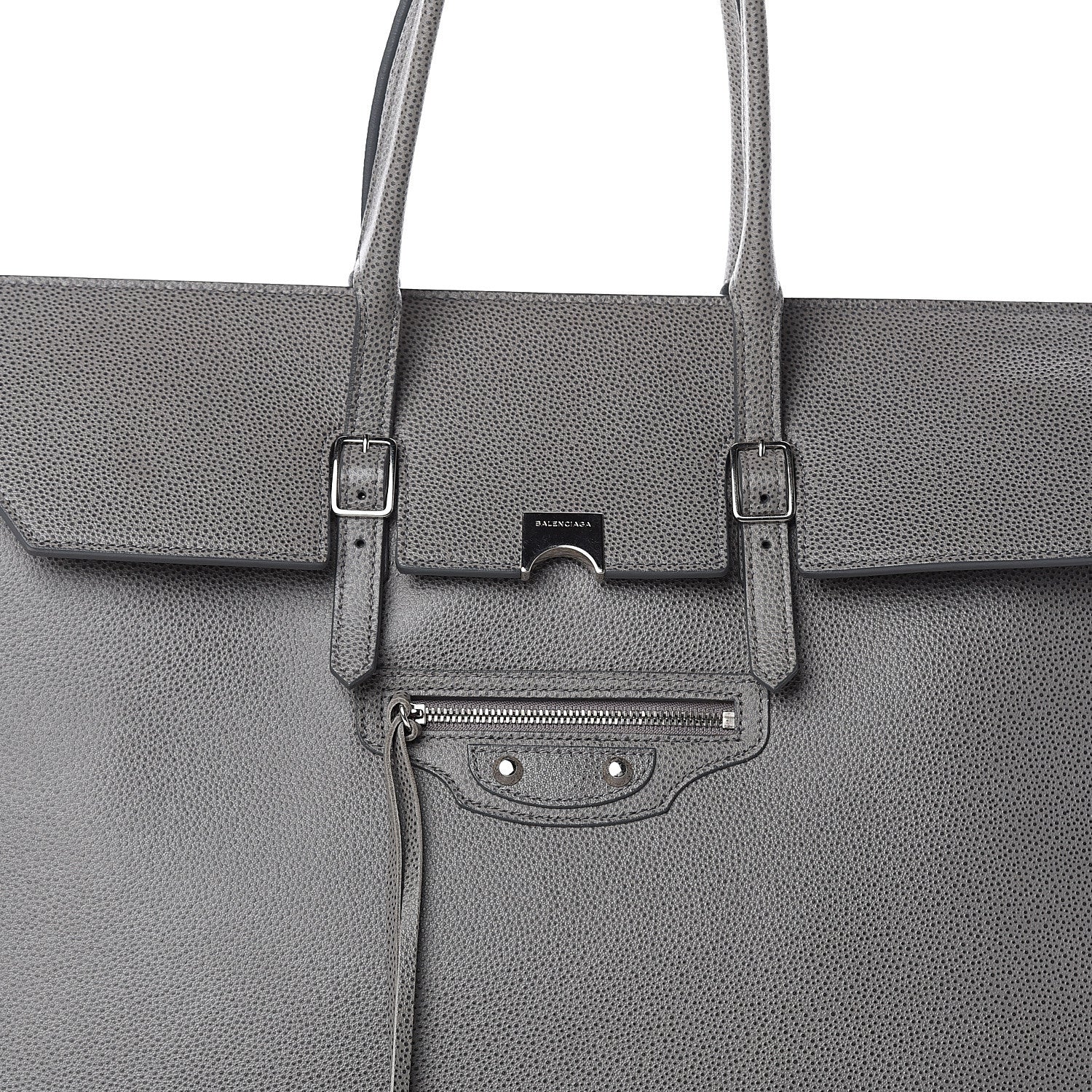 Balenciaga Grained Calfskin Papier Flap Tote Gris Pyrit 6 of 8