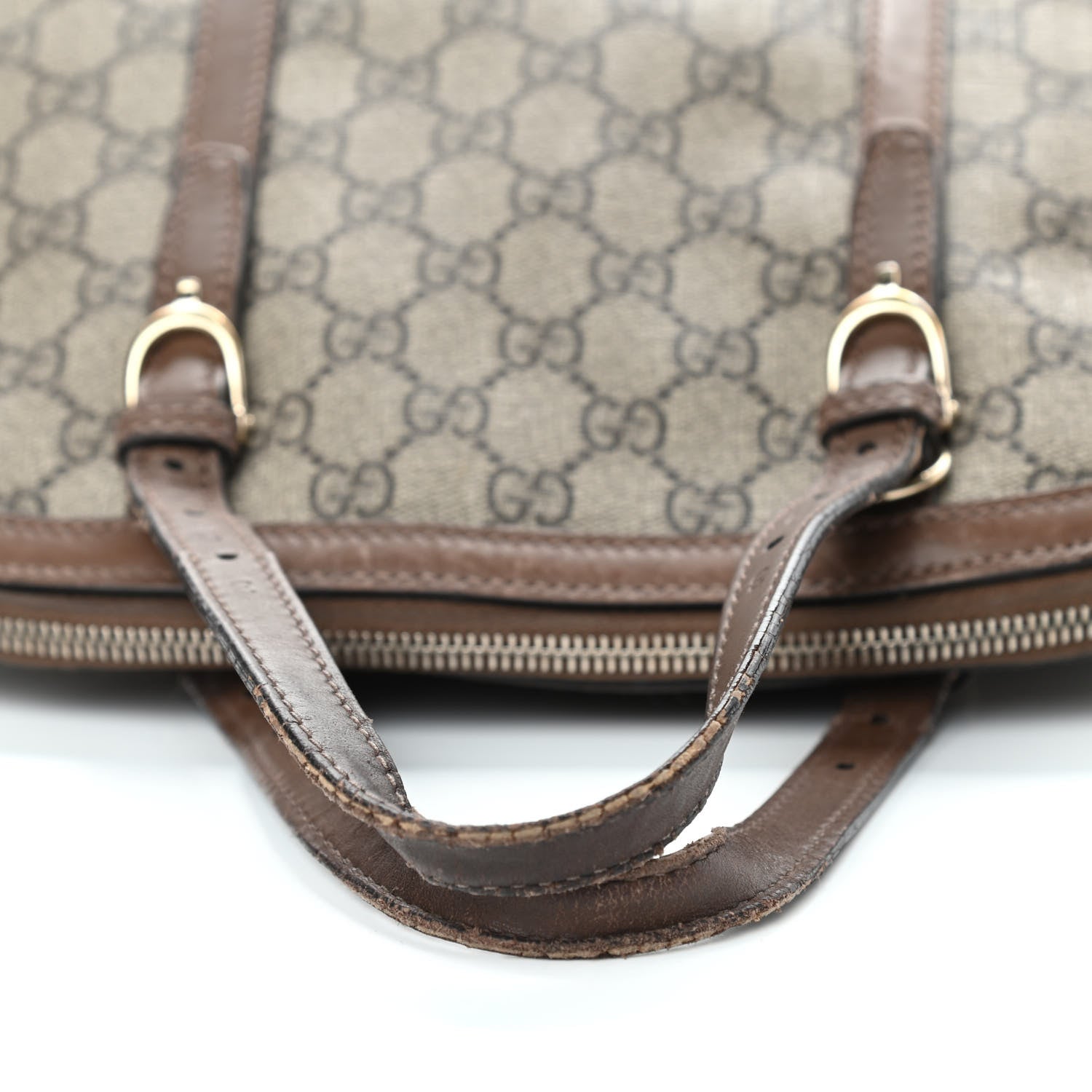 Gucci GG Supreme Monogram Margaux Calfskin Small Nice Top Handle Dome Bag Beige Ebony Acero 10 of 11