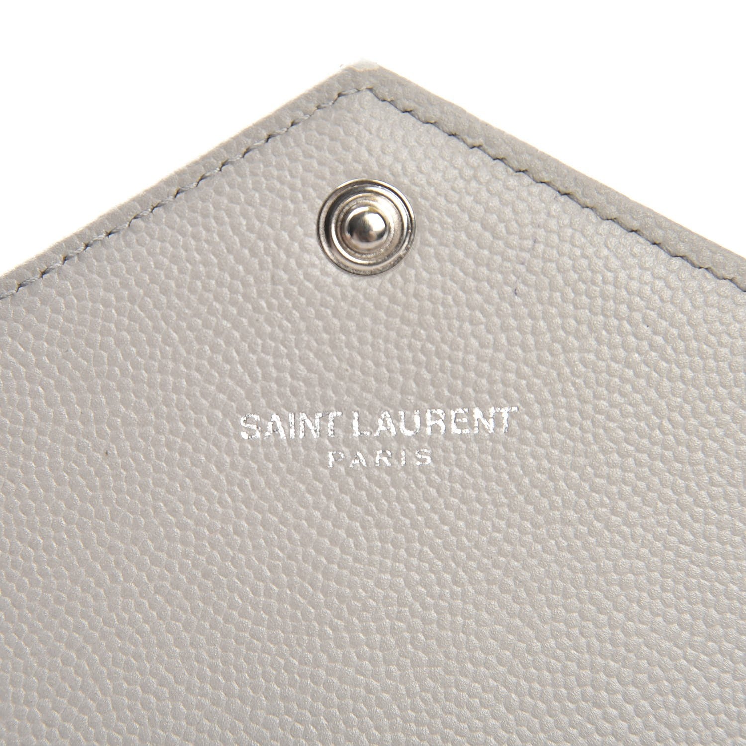 Saint Laurent Grain De Poudre Matelasse Monogram Flap Wallet Light Grey 5 of 14