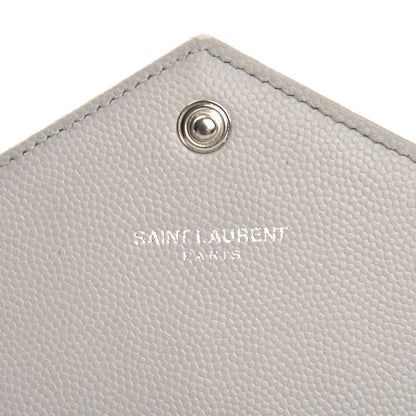 Saint Laurent Grain De Poudre Matelasse Monogram Flap Wallet Light Grey 5 of 14