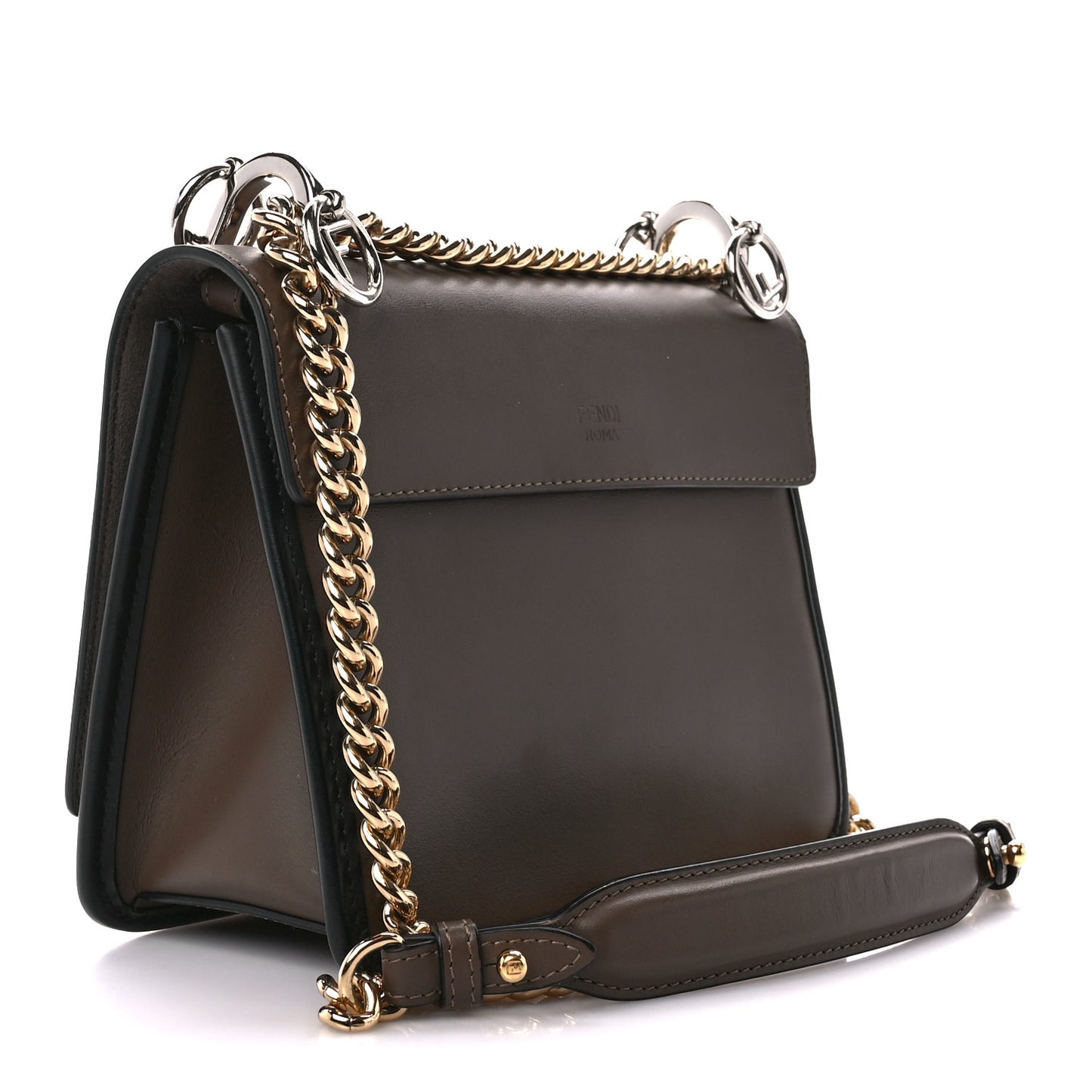 Vitello Century F is Fendi Bi-Color FF 1974 Embossed Small Kan I Shoulder Bag Maya Black