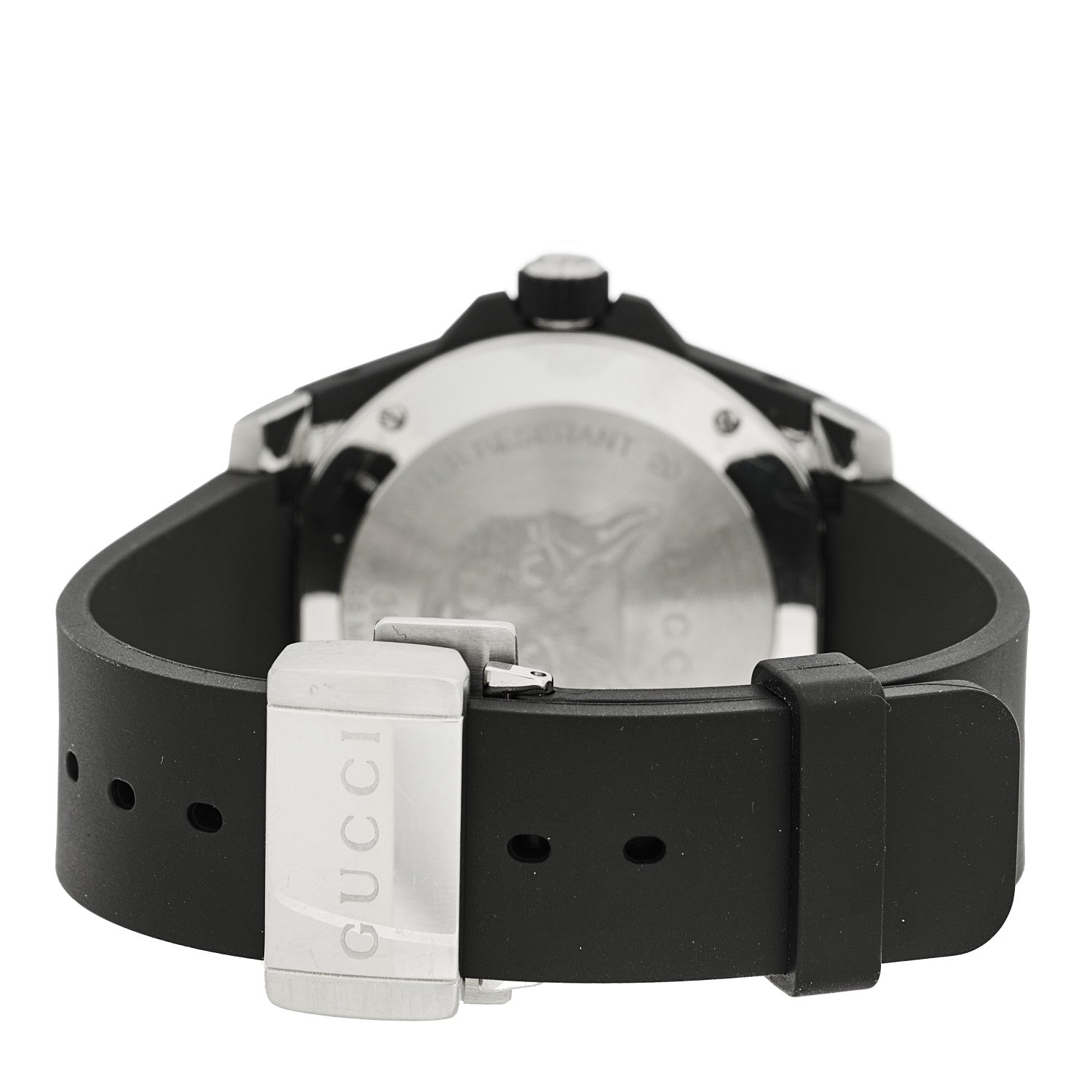 Gucci Stainless Steel Rubber 40mm Dive Feline Quartz Watch Black