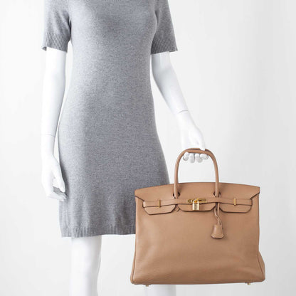 Hermes Taurillon Clemence Birkin 40 Tabac Camel 2 of 11
