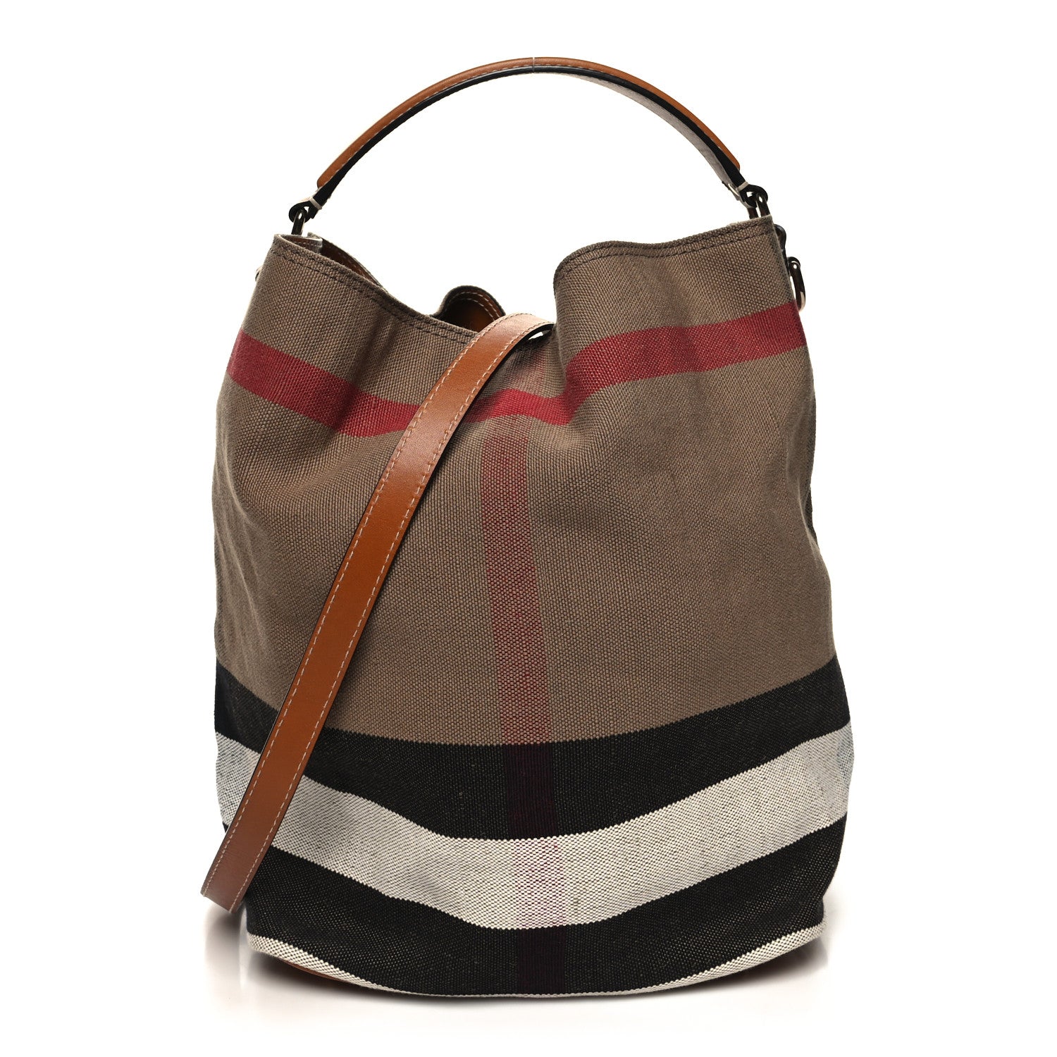 Burberry Canvas Mega Check Medium Ashby Bucket Bag Brown 3 of 14