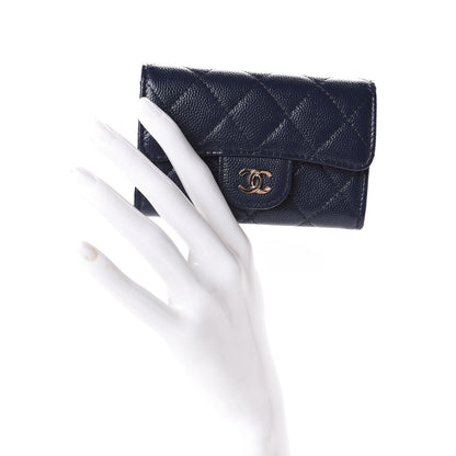 Chanel Caviar Quilted Flap Card Holder Wallet Navy Blue 2 of 11
