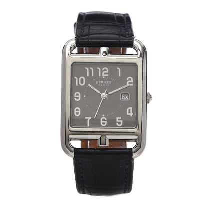 Hermes Stainless Steel Alligator 29mm Cape Cod Quartz Watch Noir 1 of 5