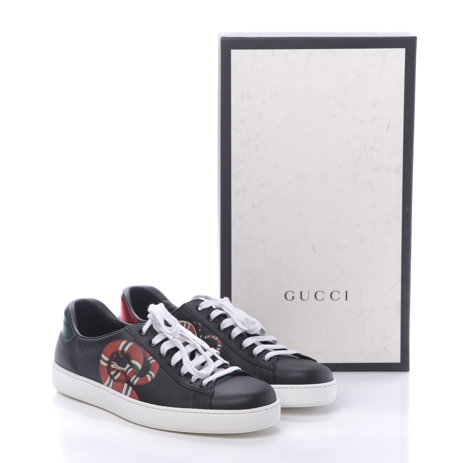 Gucci Calfskin Kingsnake Mens Ace Sneakers 9 Black Multicolor 10 of 10