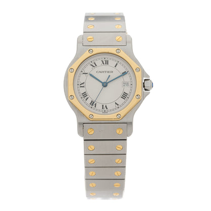 Cartier Stainless Steel 18K Yellow Gold 29mm Santos Octagon Quartz Watch 1 of 4