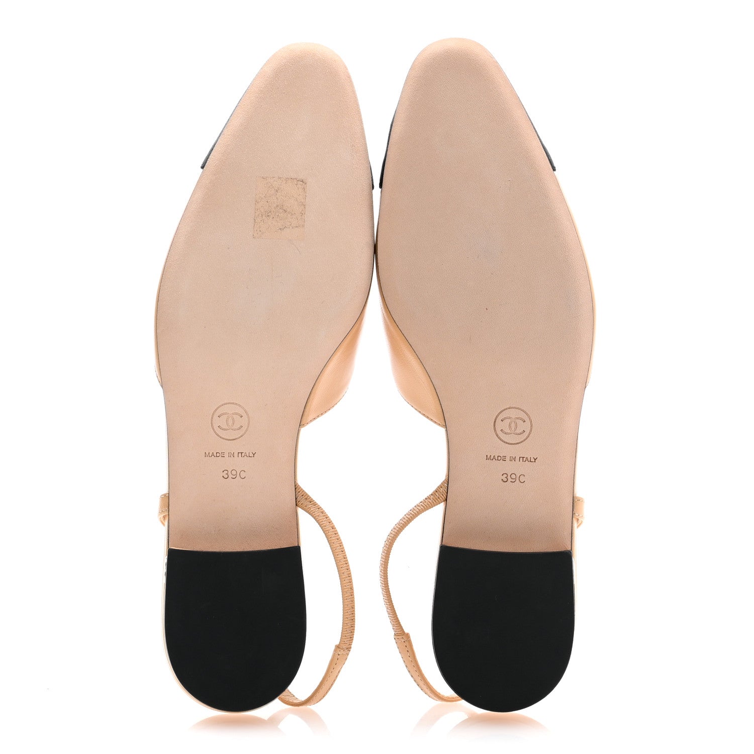 Chanel Lambskin Grosgrain Cap Toe CC Slingback Sandals 39 Beige Black 5 of 9