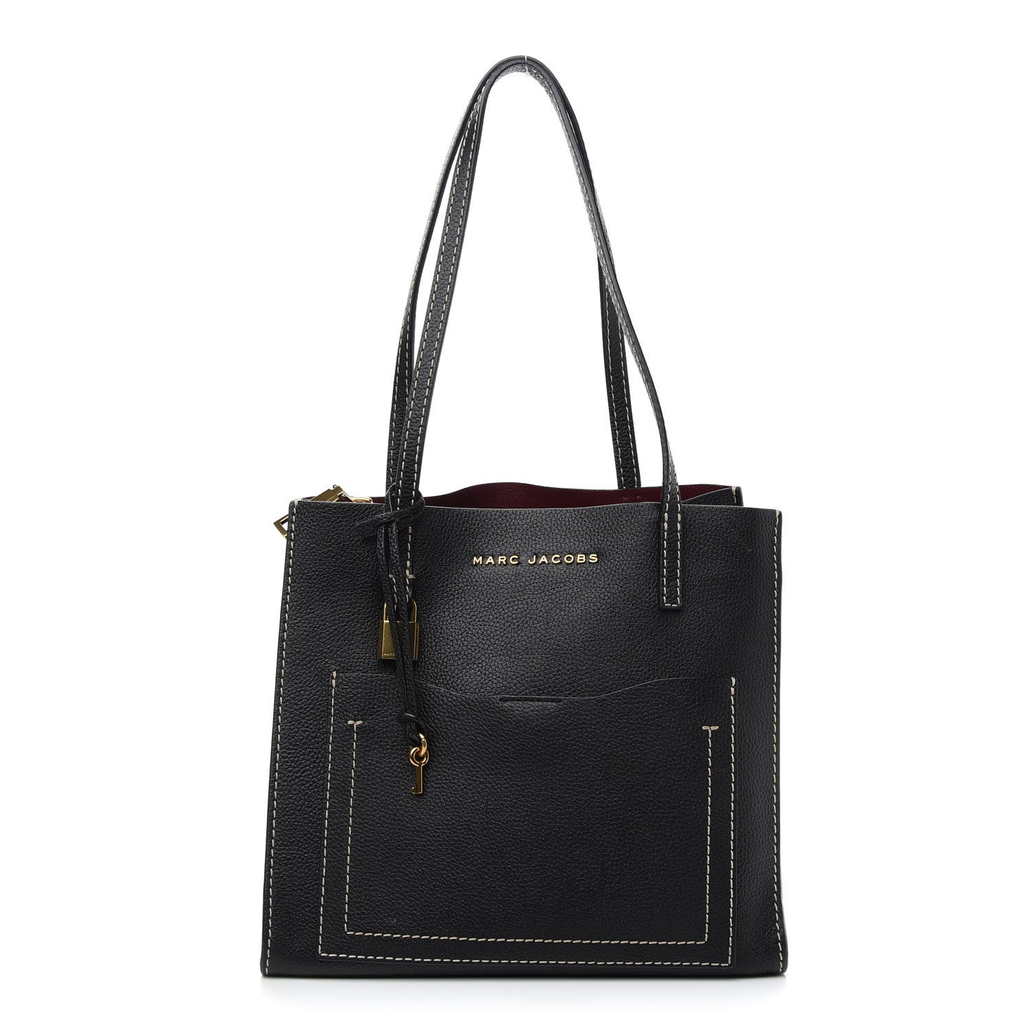 Marc Jacobs Grained Calfskin Medium Grind T Pocket Tote Black 1 of 8