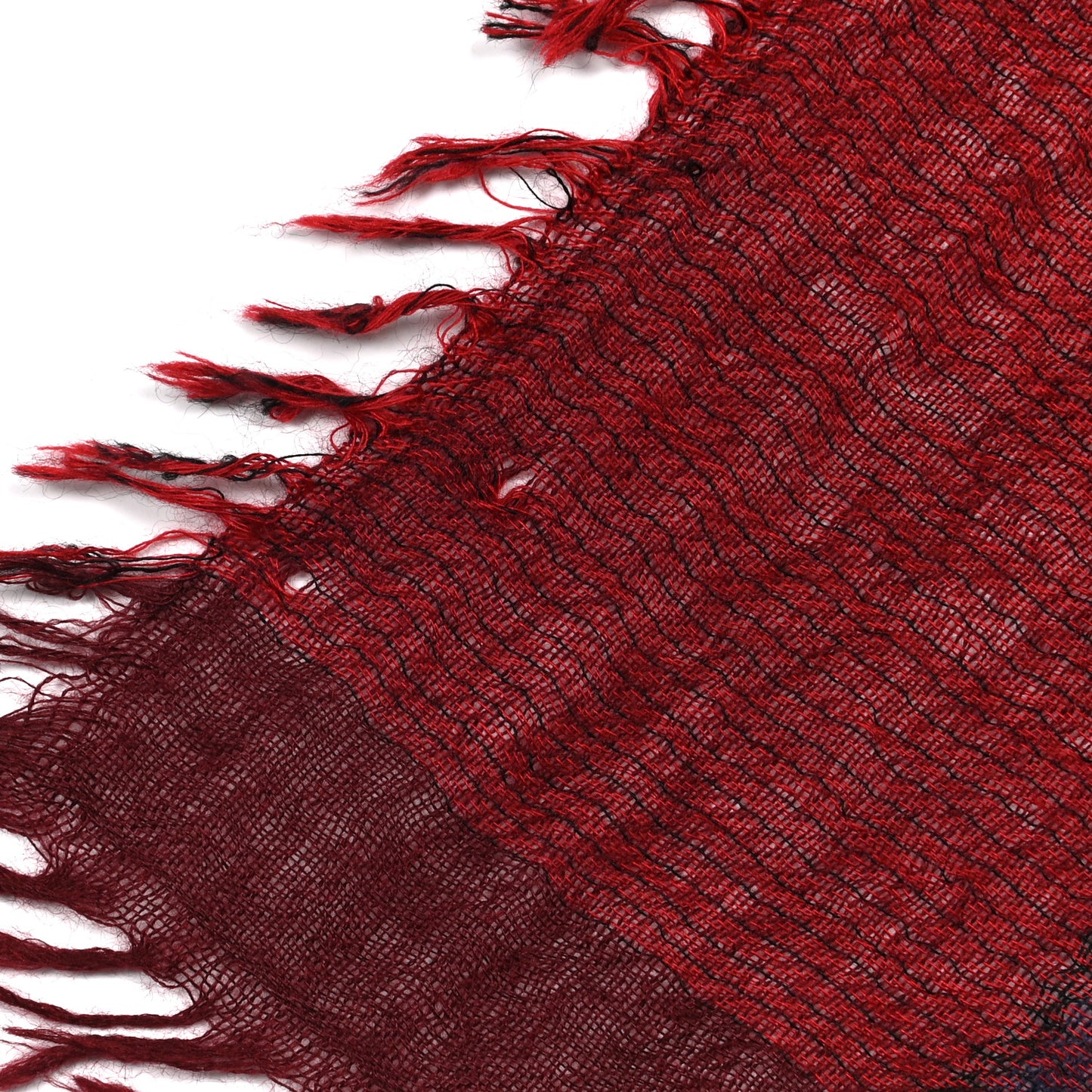 Wool Silk Gauze Giant Check Scarf Red