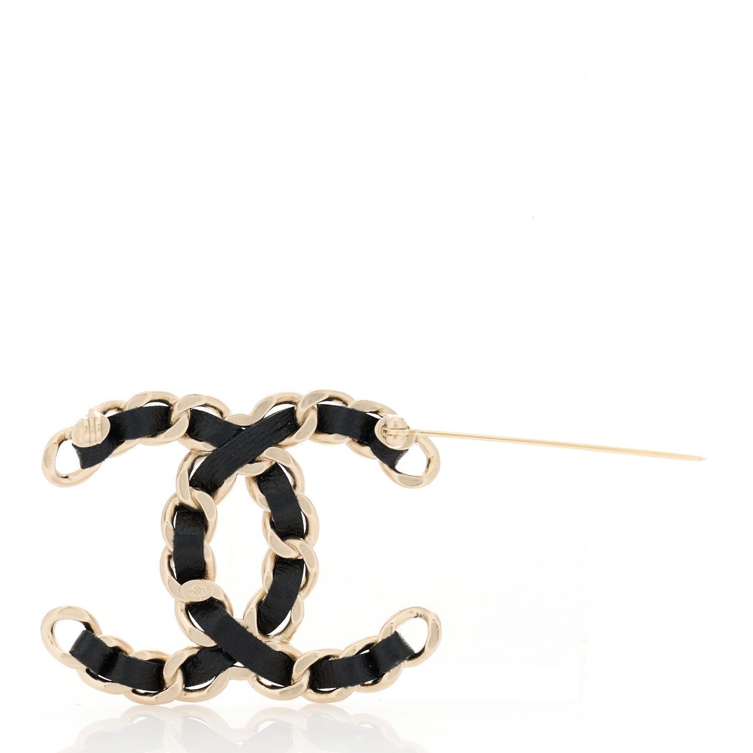 Chanel Lambskin Chain CC Brooch Black Gold 2 of 3