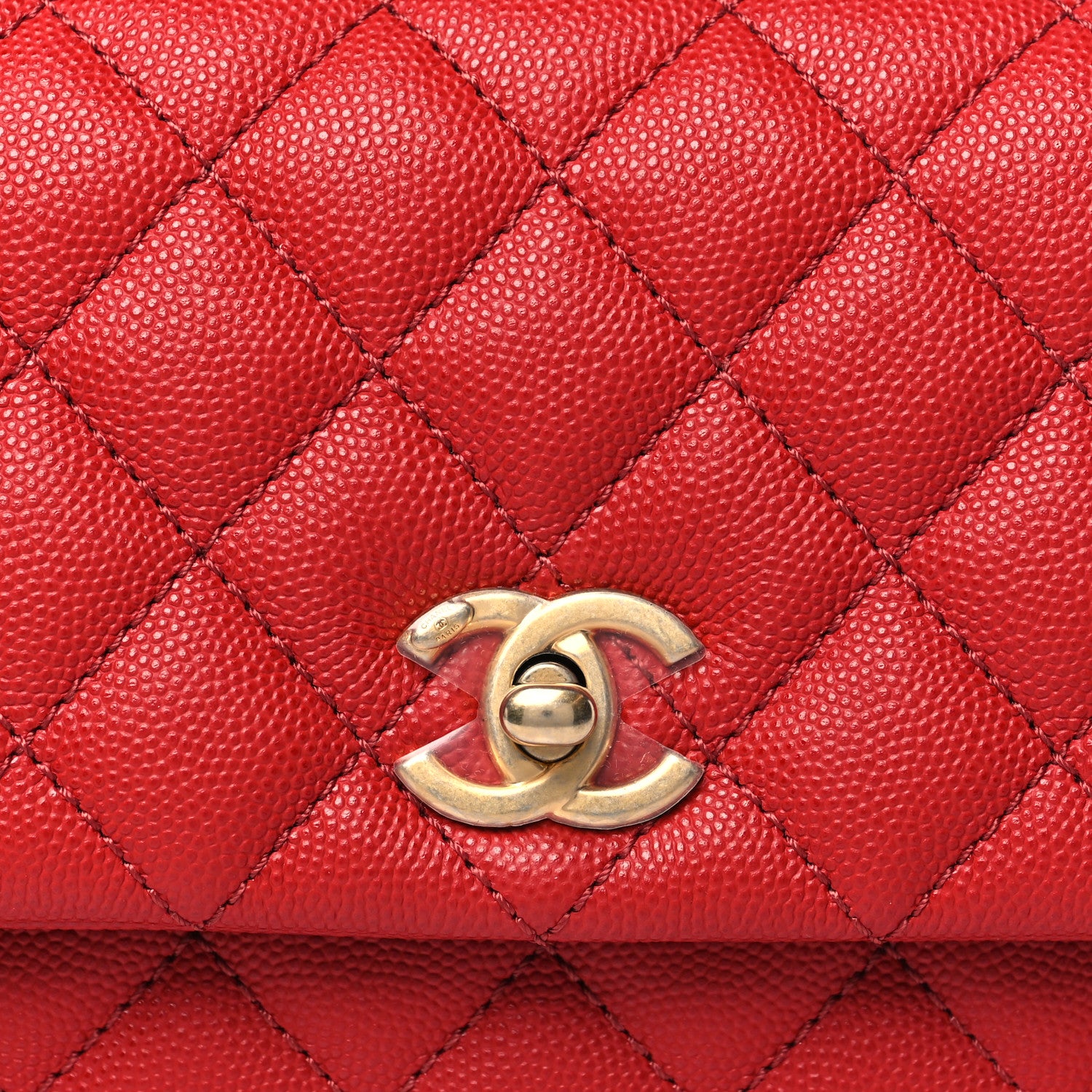 Chanel Caviar Lizard Embossed Quilted Mini Coco Handle Flap Red 8 of 10