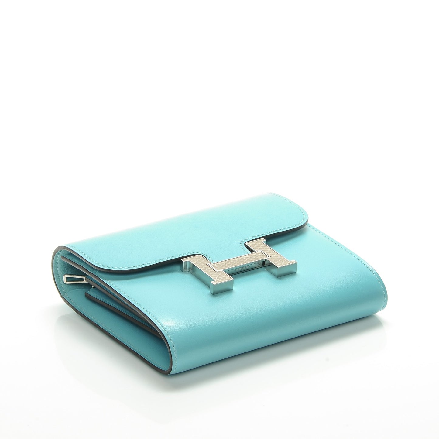 Tadelakt Lizard Constance Short Wallet Bleu Atoll Ficelle