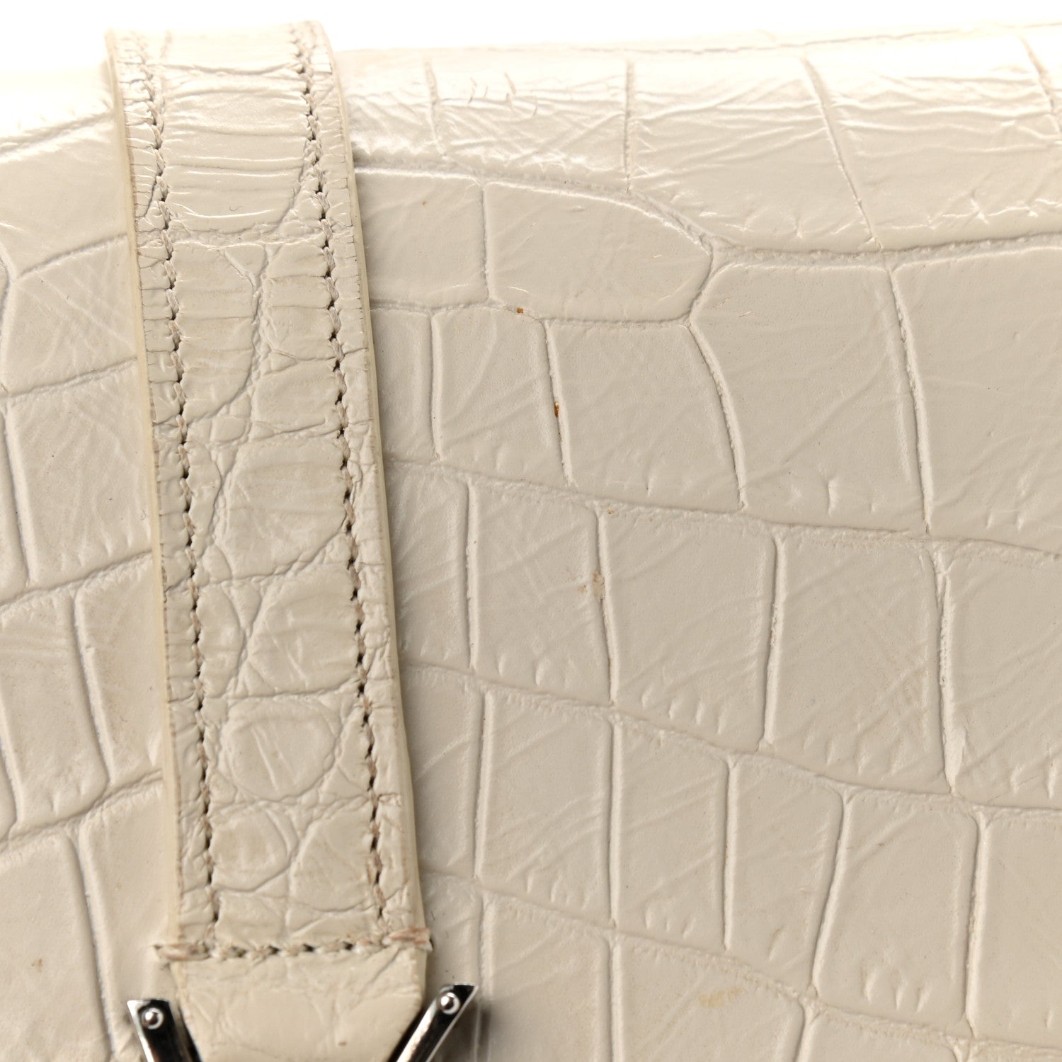Saint Laurent Calfskin Crocodile Embossed Medium College Monogram Satchel Porcellana 13 of 16