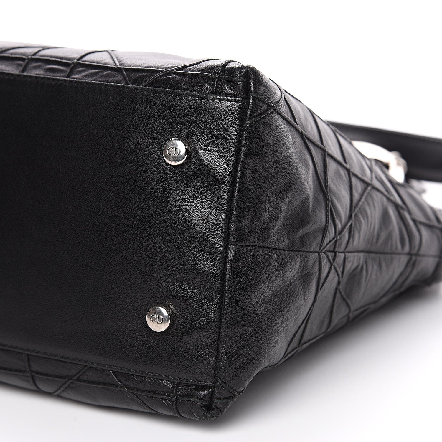 Christian Dior Lambskin Cannage Medium Granville Tote Black 10 of 12