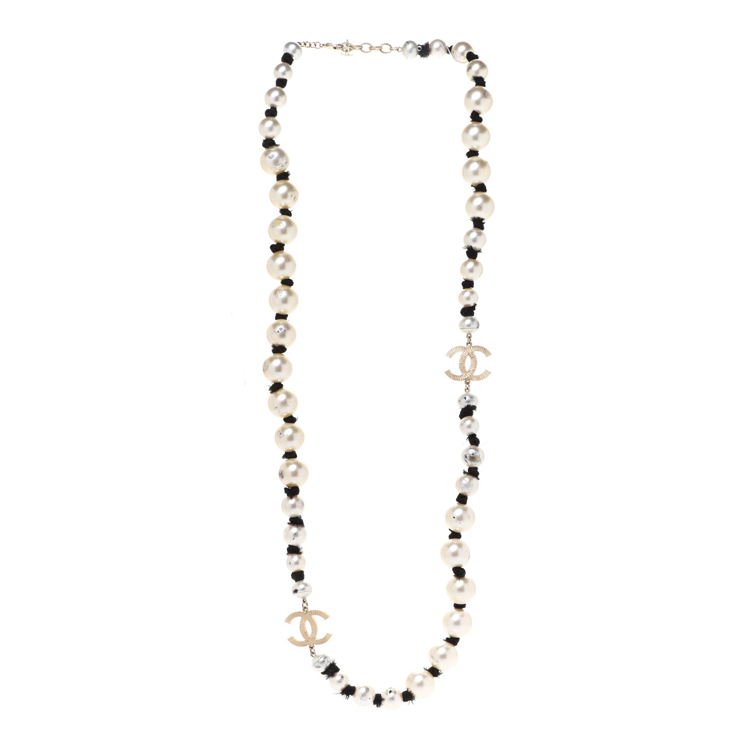 Chanel Pearl Grosgrain CC Long Necklace Gold 3 of 6