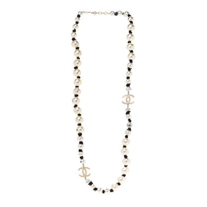 Chanel Pearl Grosgrain CC Long Necklace Gold 3 of 6