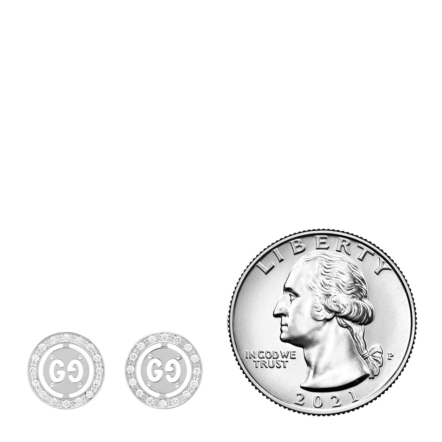 Gucci 18K White Gold Diamond Icon Twirl Stud Earrings 2 of 4