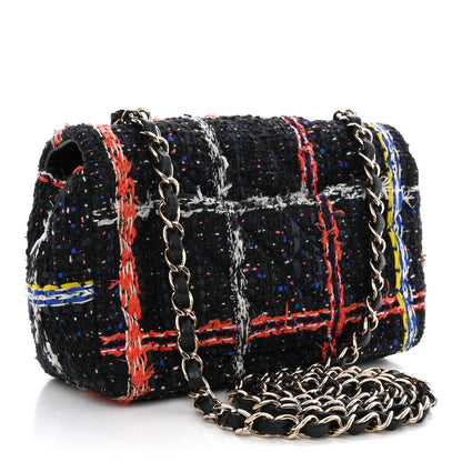 Chanel Tweed Quilted Mini Rectangular Flap Black Orange Blue 3 of 10