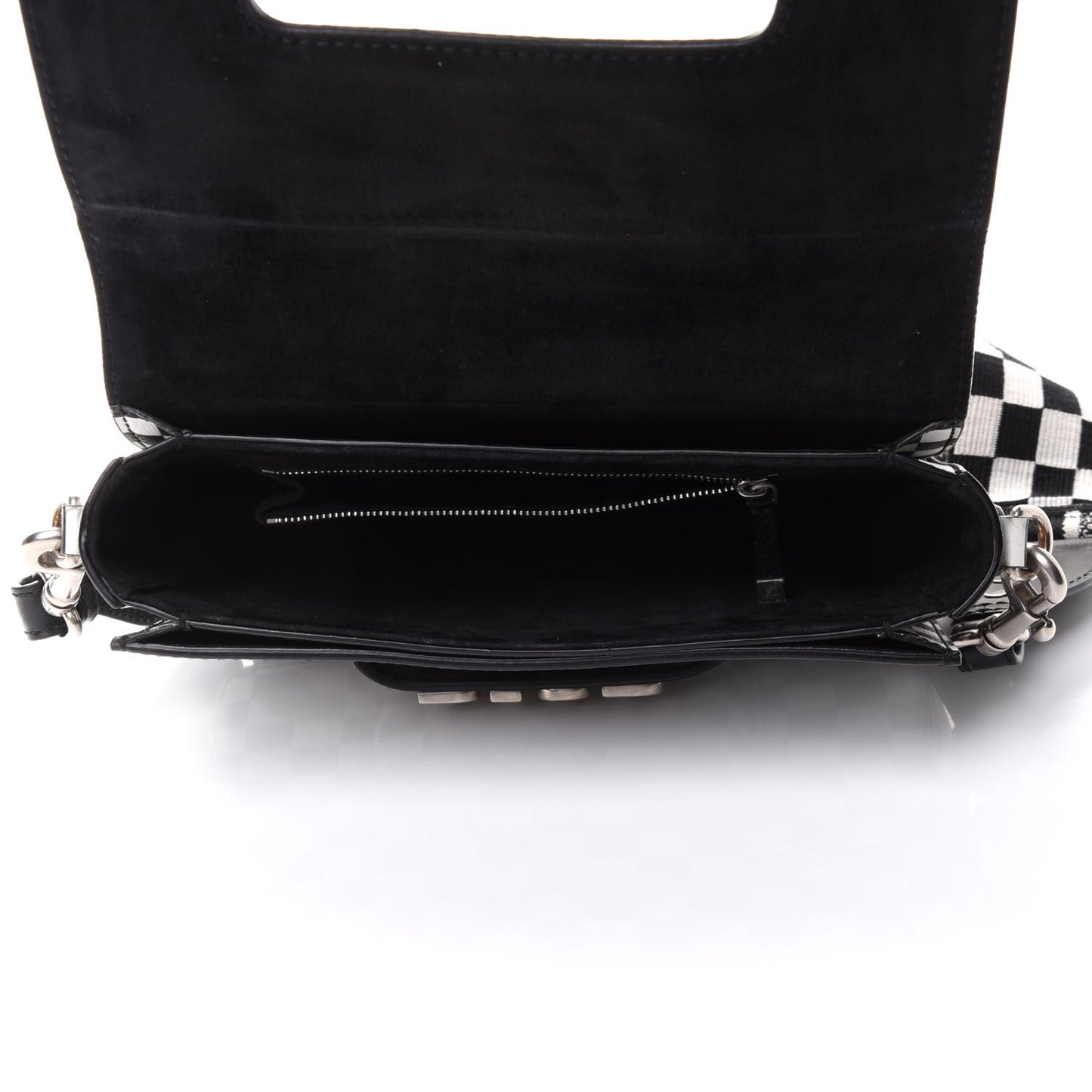 Smooth Calfskin Checkered Dio(r)evolution Flap Bag Black White