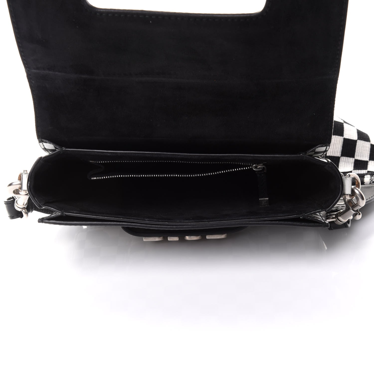 Christian Dior Smooth Calfskin Checkered Dio(r)evolution Flap Bag Black White 6 of 9