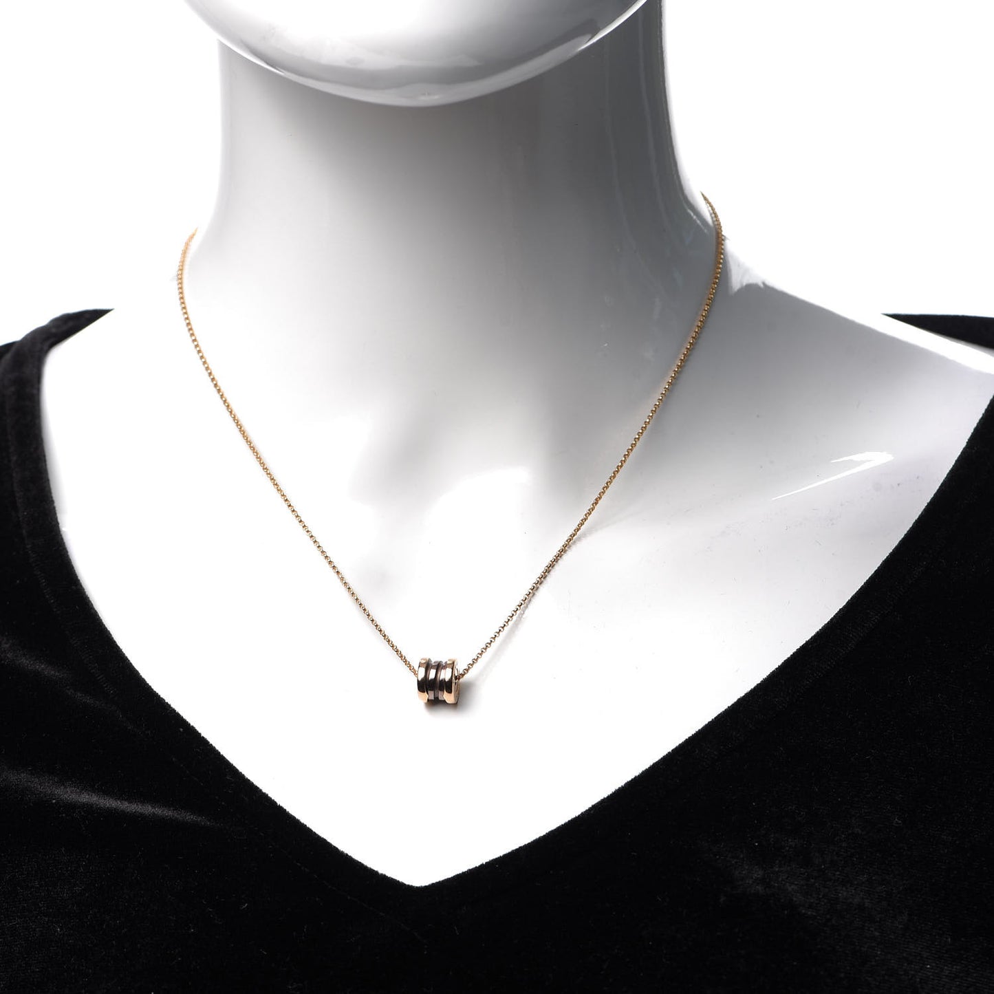 18K Rose Gold Cermet Small B.Zero1 Pendant Necklace