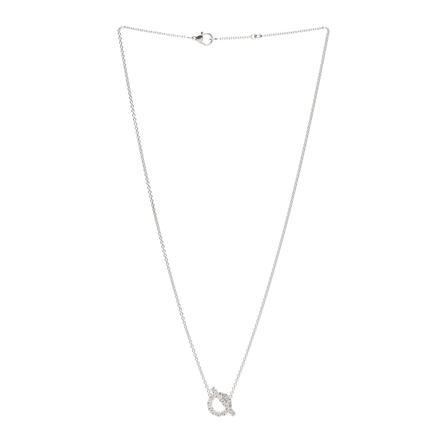 Hermes 18K White Gold Diamond Finesse Pendant Necklace 3 of 6