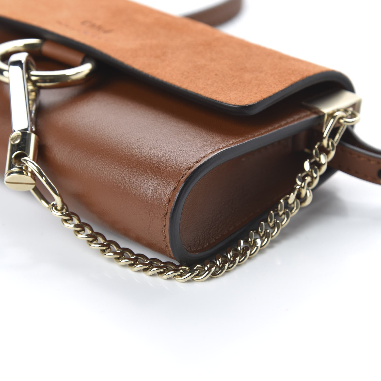 Chloe Suede Calfskin Mini Faye Shoulder Bag Tobacco 7 of 11