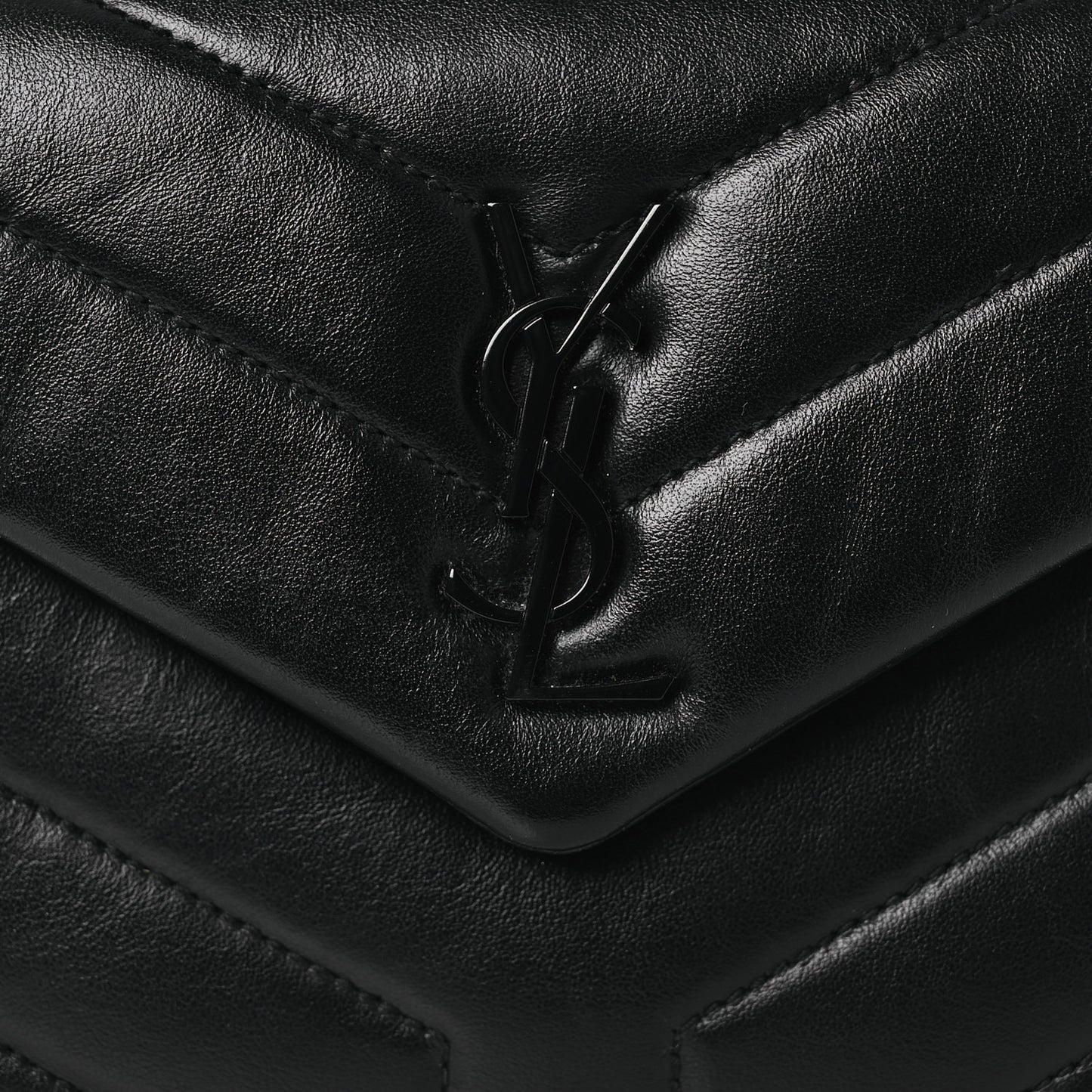 Calfskin Y Quilted Monogram Monochrome Toy Loulou Crossbody Bag Black