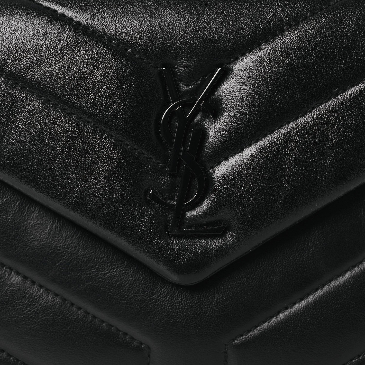 Saint Laurent Calfskin Y Quilted Monogram Monochrome Toy Loulou Crossbody Bag Black 8 of 12