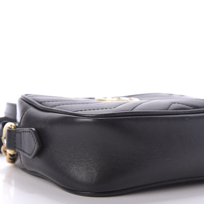 Gucci Calfskin Matelasse Mini GG Marmont Chain Shoulder Bag Black 6 of 10