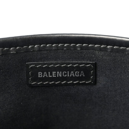 Balenciaga Cotton Canvas Satin Calfskin S Navy Cabas Natural Black 6 of 11