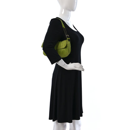 Fendi Knit Calf Hair Beaded Baguette Green 2 of 15