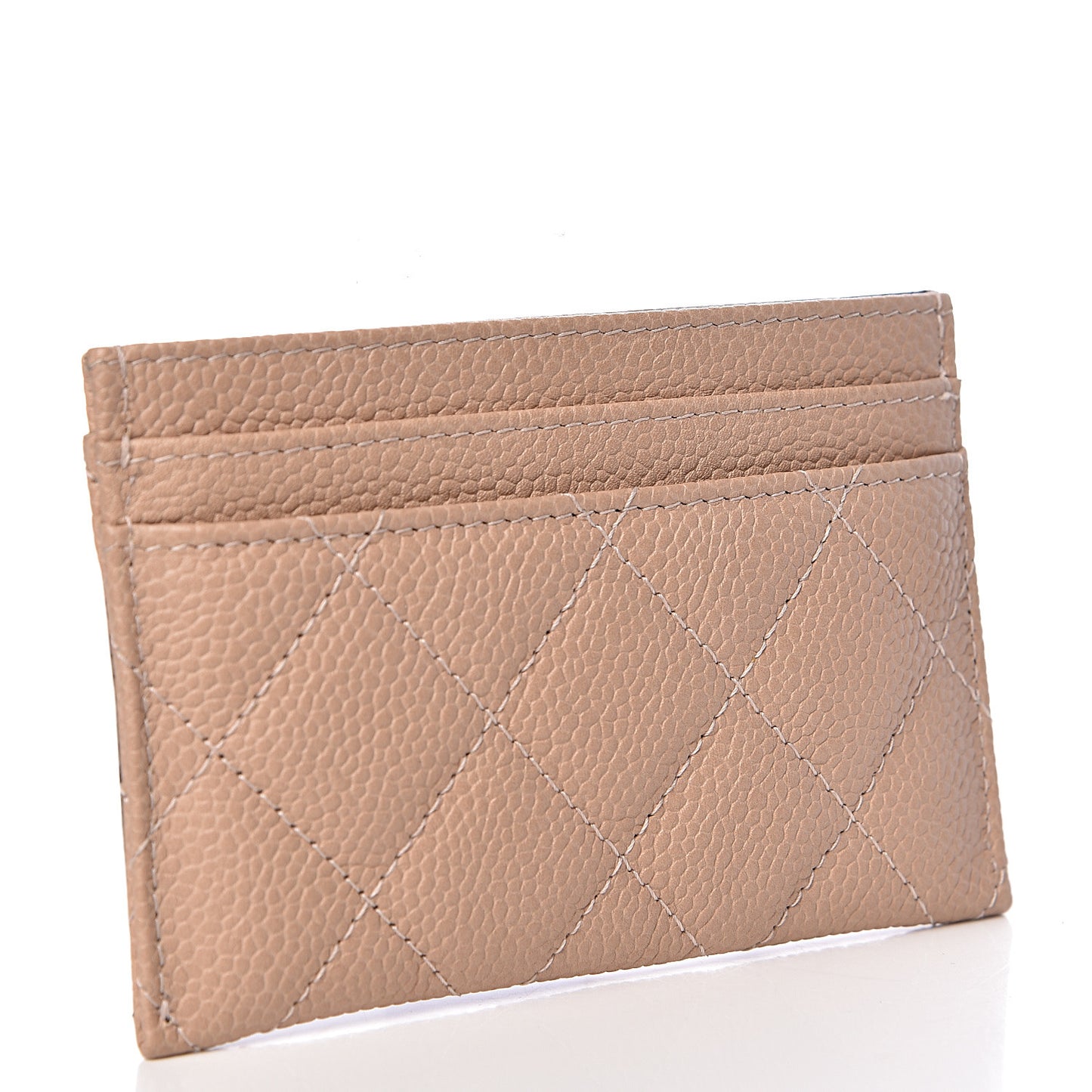 Caviar Quilted Filigree Card Holder Beige Black