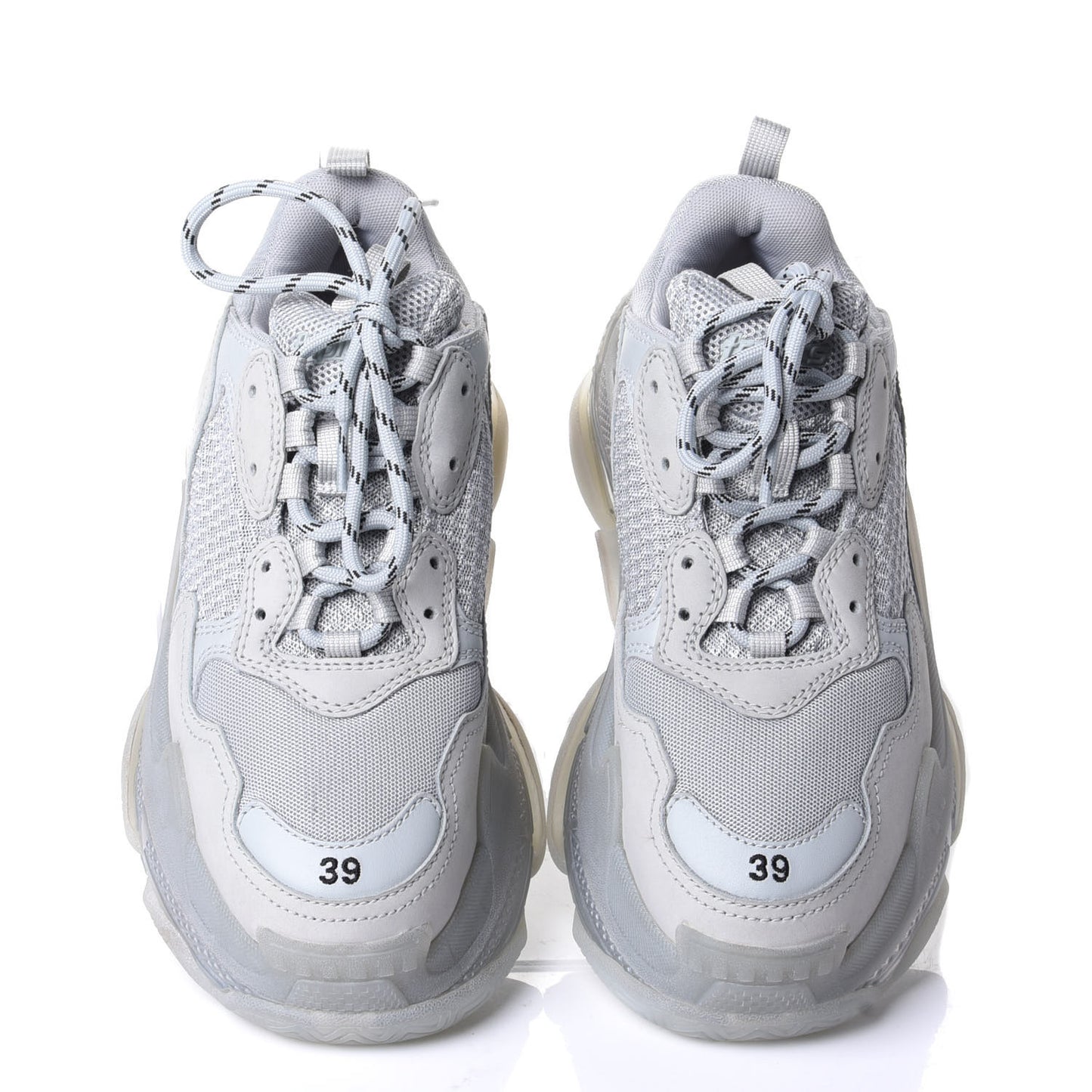 Fabric Mesh Clear Sole Womens Triple S Sneakers 39 Pearl Grey