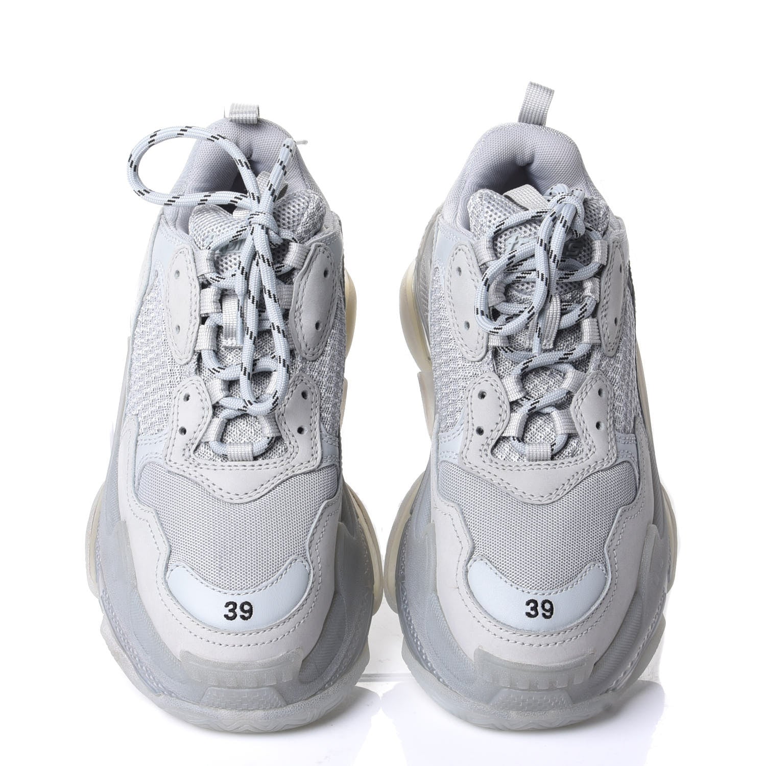 Balenciaga Fabric Mesh Clear Sole Womens Triple S Sneakers 39 Pearl Grey 5 of 11