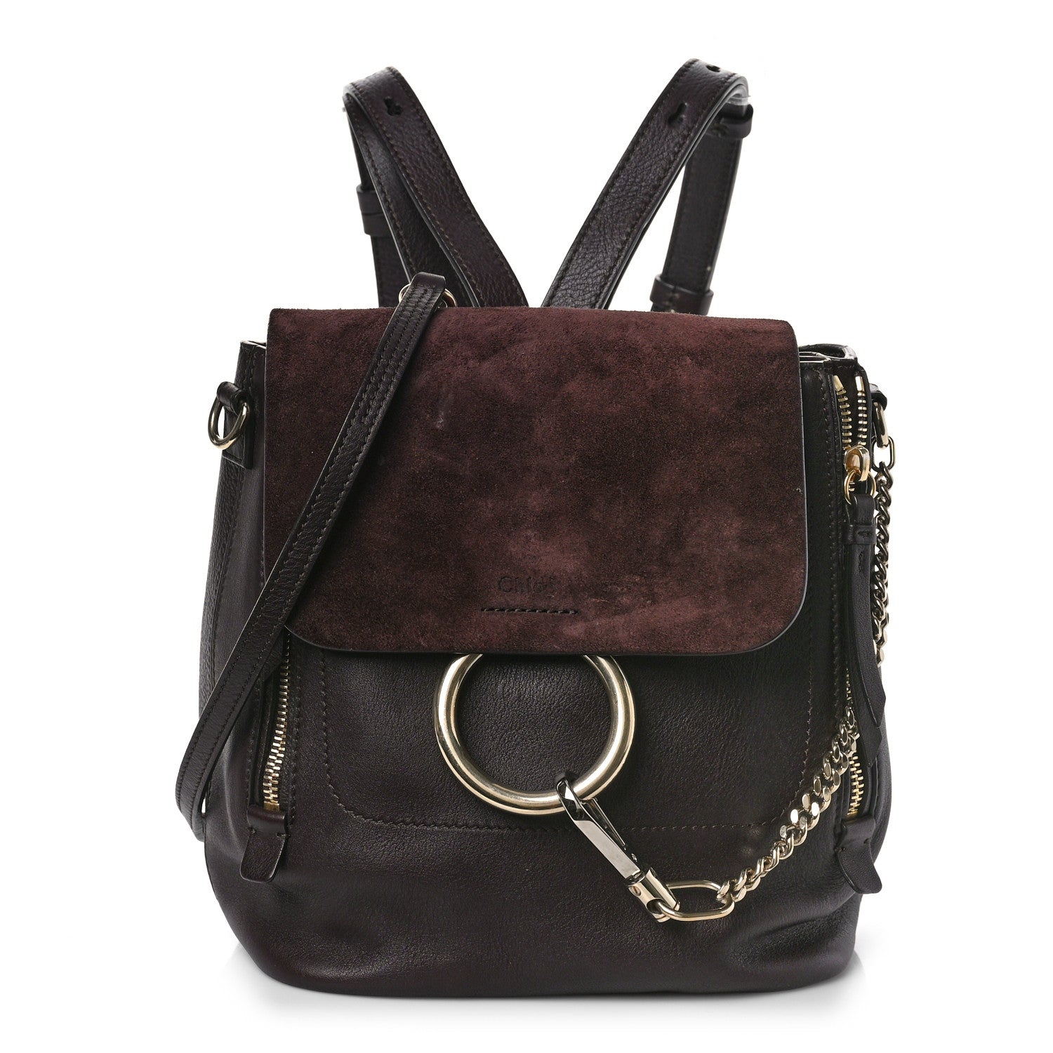 Chloe Suede Calfskin Small Faye Backpack Carbon Brown 1 of 8