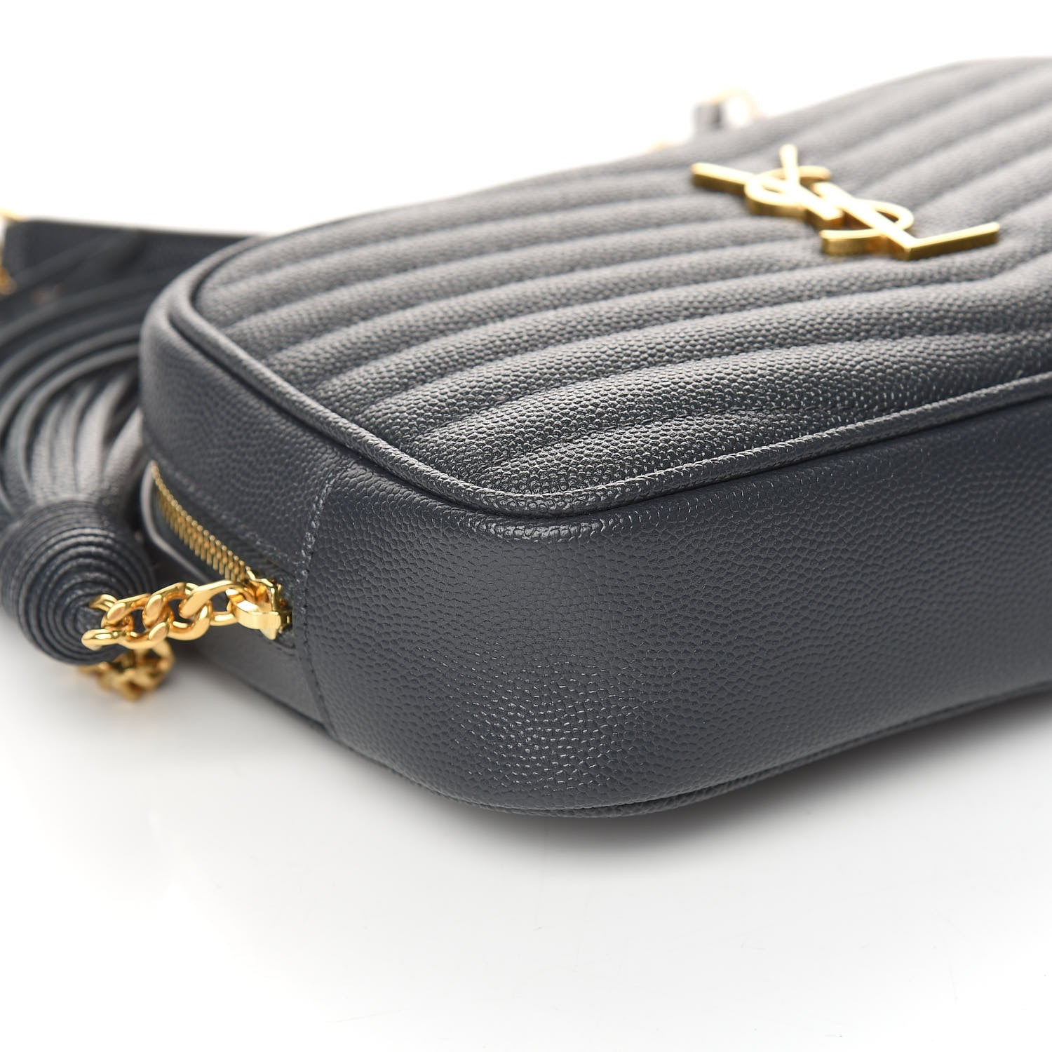 Saint Laurent Grain De Poudre Matelasse Monogram Mini Lou Camera Bag Dark Smog 8 of 11