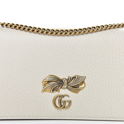 Gucci Calfskin GG Marmont Bow Chain Wallet White 6 of 8