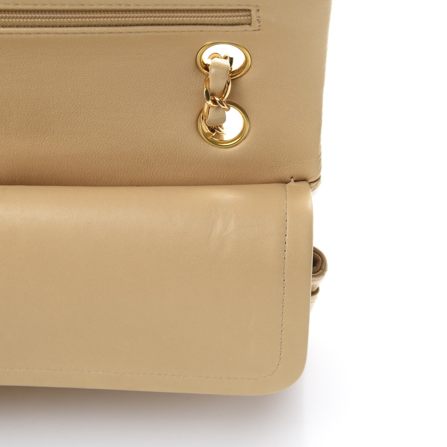 Chanel Lambskin Quilted Medium Double Flap Beige 8 of 16