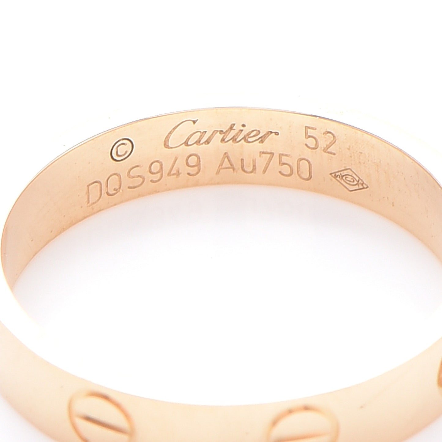 18K Yellow Gold 3.5mm LOVE Wedding Band Ring 52 6