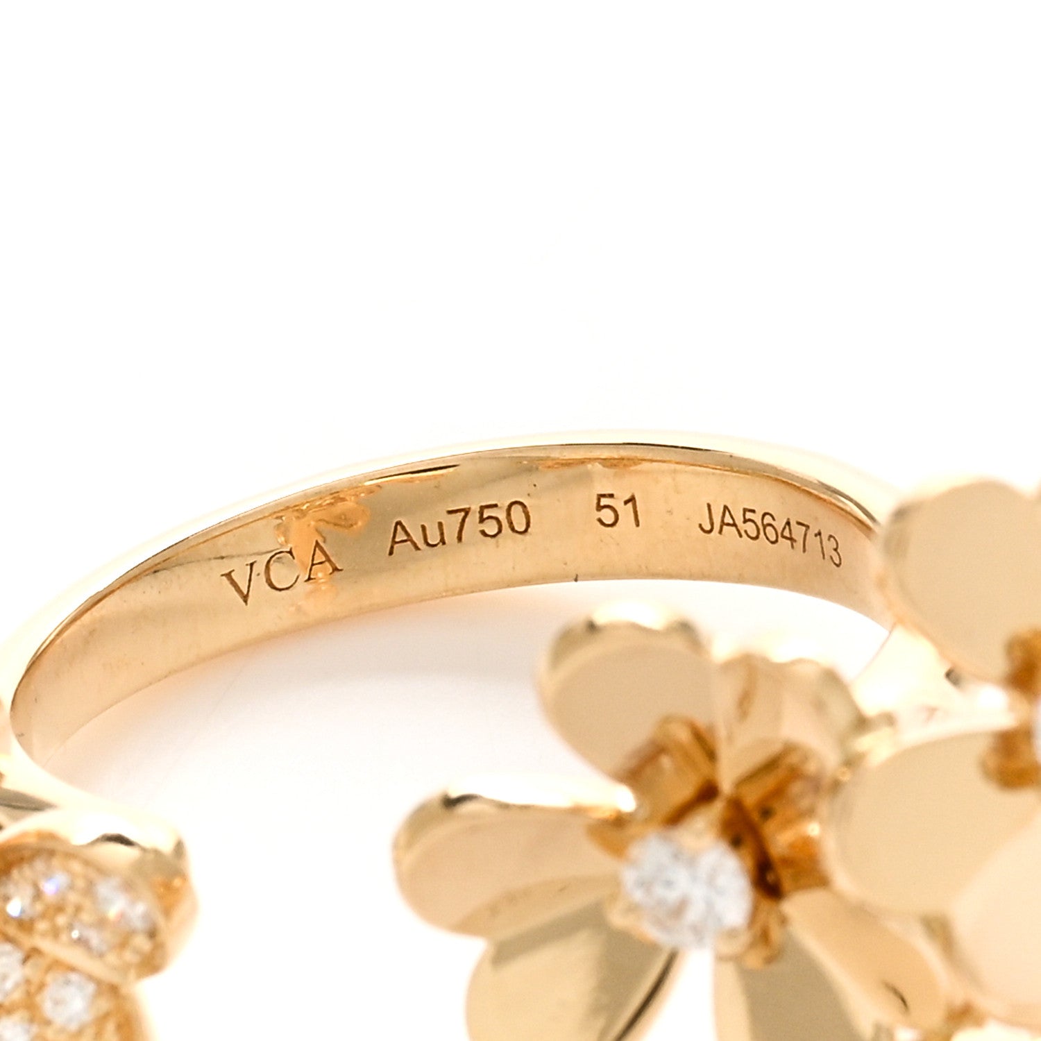 Van Cleef & Arpels 18K Yellow Gold Diamond Frivole Between The Finger Half Pave Ring 51 5.75 4 of 5