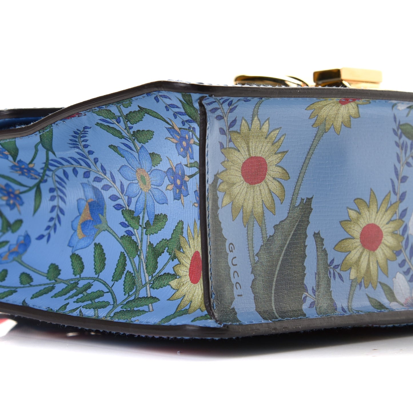 Shangai Calfskin Web New Flora Small Sylvie Shoulder Bag Azure
